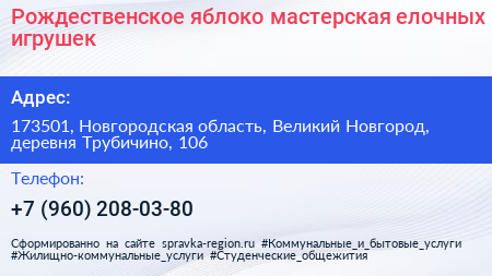 Рождественское яблоко мастерская елочных игрушек - визитка