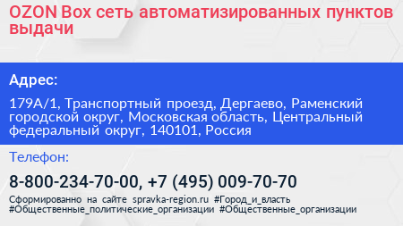 OZON Box сеть автоматизированных пунктов выдачи - визитка