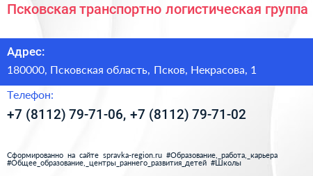 Псковская транспортно логистическая группа - визитка