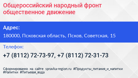 Общероссийский народный фронт общественное движение - визитка