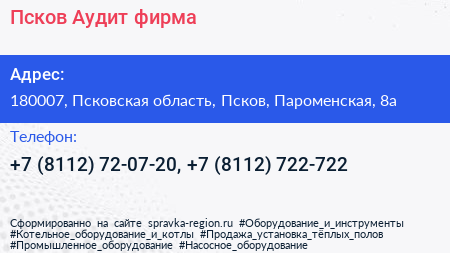 Псков Аудит фирма - визитка