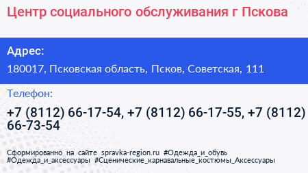 Центр социального обслуживания г Пскова - визитка