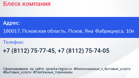 Блеск компания - визитка