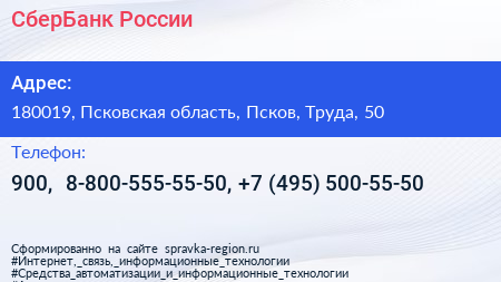 СберБанк России - визитка