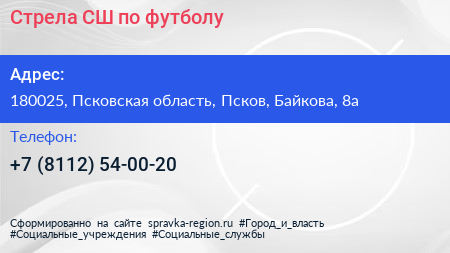 Стрела СШ по футболу - визитка