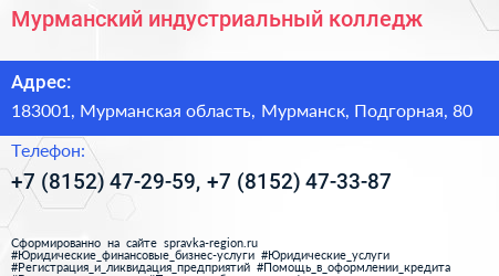 Мурманский индустриальный колледж - визитка