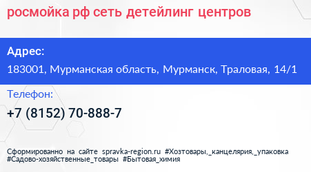 росмойка рф сеть детейлинг центров - визитка