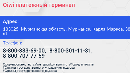 Qiwi платежный терминал - визитка