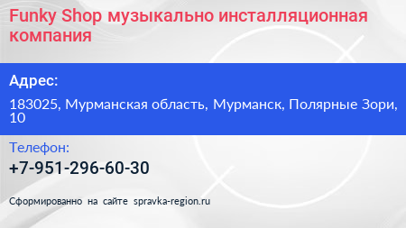 Funky Shop музыкально инсталляционная компания - визитка