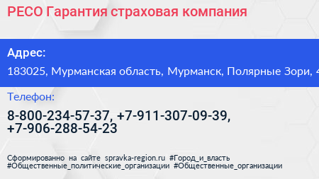 РЕСО Гарантия страховая компания - визитка