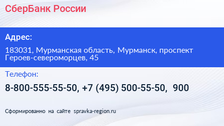 СберБанк России - визитка