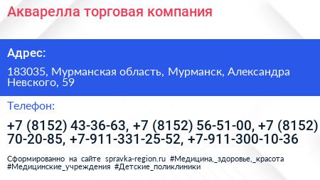 Акварелла торговая компания - визитка