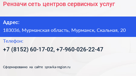 Рензачи сеть центров сервисных услуг - визитка