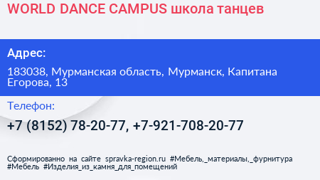 WORLD DANCE CAMPUS школа танцев - визитка