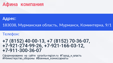 Афина+ компания - визитка