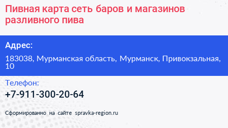 Пивная карта сеть баров и магазинов разливного пива - визитка