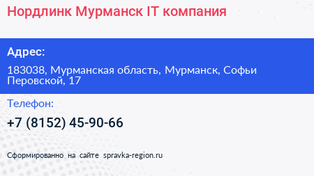 Нордлинк Мурманск IT компания - визитка