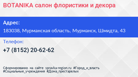 BOTANIKA салон флористики и декора - визитка
