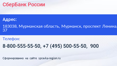 СберБанк России - визитка