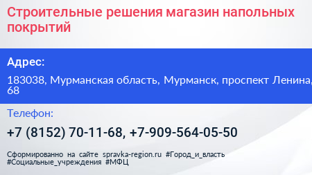 Строительные решения магазин напольных покрытий - визитка