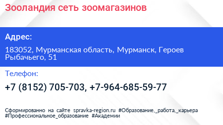 Зооландия сеть зоомагазинов - визитка