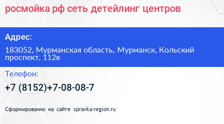 росмойка рф сеть детейлинг центров - визитка