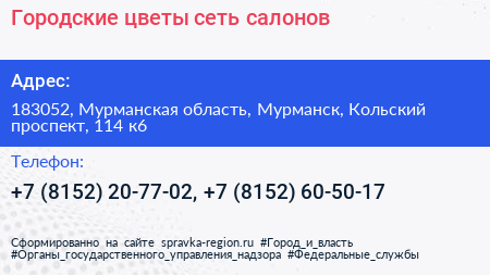 Городские цветы сеть салонов - визитка