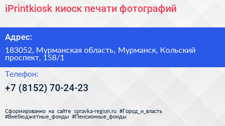 iPrintkiosk киоск печати фотографий - визитка