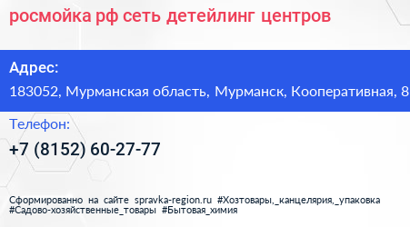 росмойка рф сеть детейлинг центров - визитка