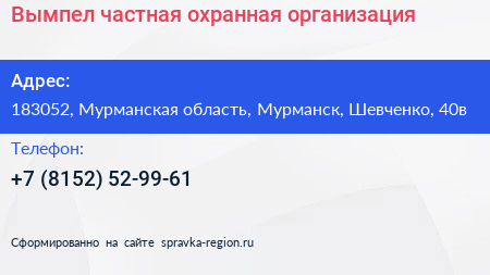 Вымпел частная охранная организация - визитка