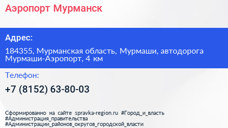 Аэропорт Мурманск - визитка