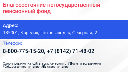 Благосостояние негосударственный пенсионный фонд - визитка