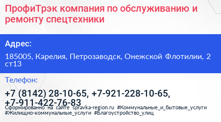 ПрофиТрэк компания по обслуживанию и ремонту спецтехники - визитка