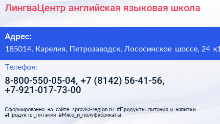 ЛингваЦентр английская языковая школа - визитка