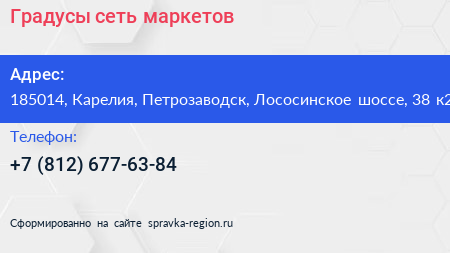 Градусы сеть маркетов - визитка