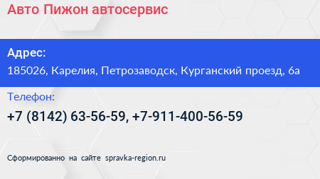 Авто Пижон автосервис - визитка