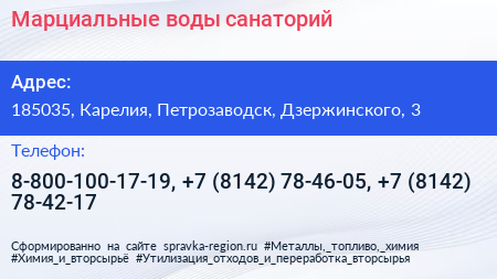 Марциальные воды санаторий - визитка