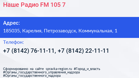 Наше Радио FM 105 7 - визитка