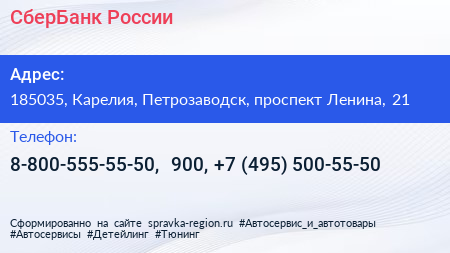 СберБанк России - визитка