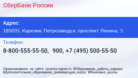 СберБанк России - визитка