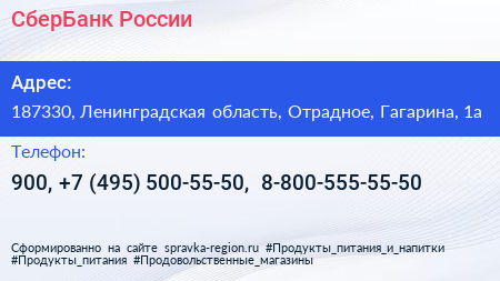 СберБанк России - визитка