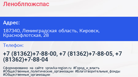 Леноблпожспас - визитка