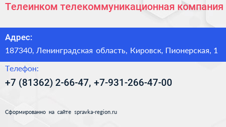 Телеинком телекоммуникационная компания - визитка