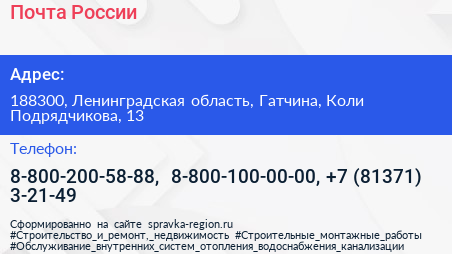 Почта России - визитка