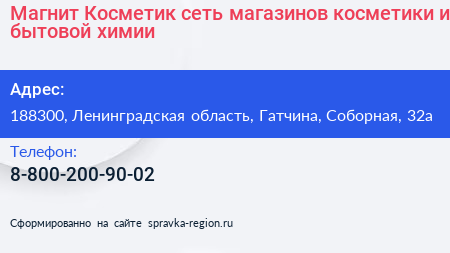 Магнит Косметик сеть магазинов косметики и бытовой химии - визитка