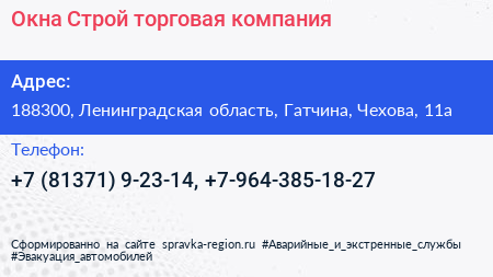 Окна Строй торговая компания - визитка