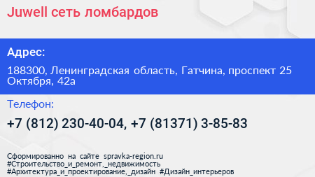 Juwell сеть ломбардов - визитка