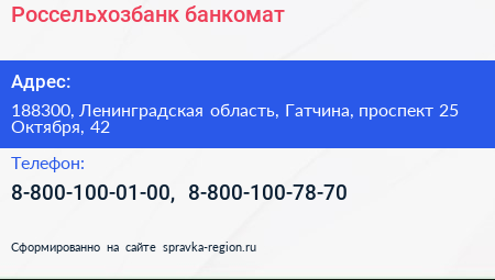 Россельхозбанк банкомат - визитка