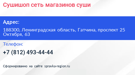 Сушишоп сеть магазинов суши - визитка