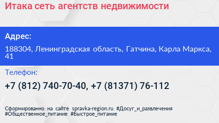 Итака сеть агентств недвижимости - визитка